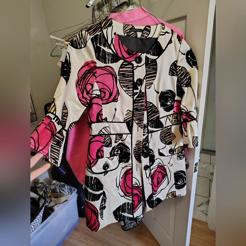 Bentley A. Floral Black and Pink Coat